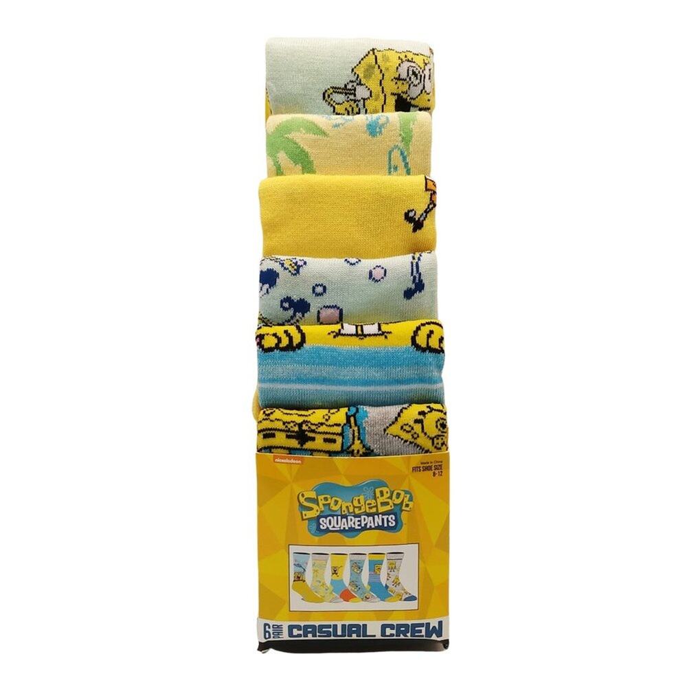 Sponge Bob Casual Crew Socks-6 Pairs